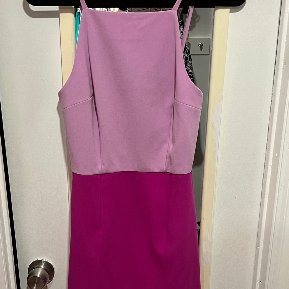 French Connection Two-Tone Midi Dress in Pink and Purple